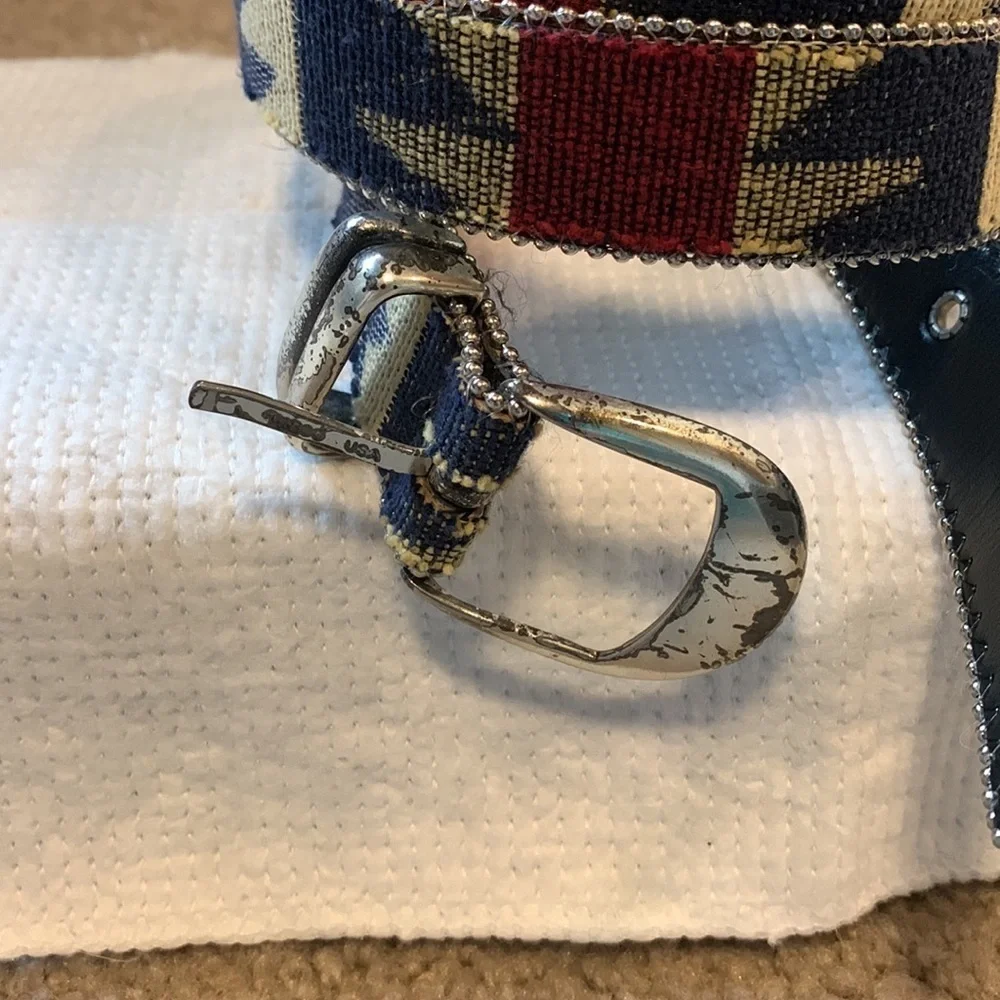 VTG Artisan Crafted Silver & Western  Navajo Aztec Womens Belt Embroidered 31-35 - Picture 3 of 12